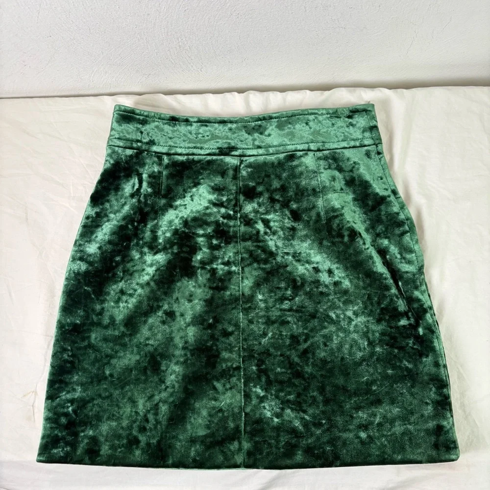 SANDRO Emerald Green Velvet Mini Skirt 3 (US 8) - Picture 14 of 15